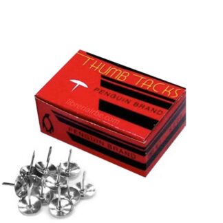 Caja de 50 Tachuelas / Chinches Plateados de 14 mm Penguin