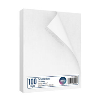Papel Cartulina Hilada, Tamaño Carta, 180 g/m², Blanco, Paquete de 100 Hojas