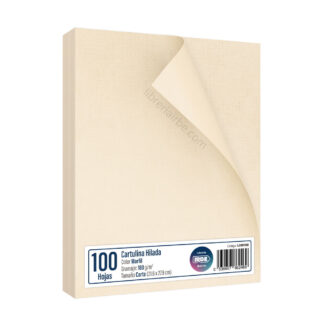 Papel Cartulina Hilada, Tamaño Carta, 180 g/m², Marfil, Crema, Paquete de 100 Hojas