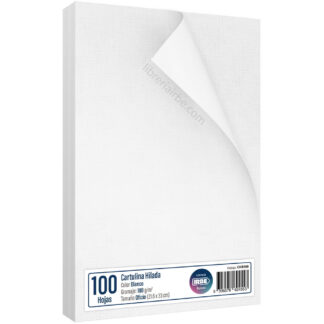 Papel Cartulina Hilada, Tamaño Oficio, 180 g/m², Blanco, Paquete de 100 Hojas