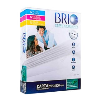 Papel Bond Blanco, Tamaño Carta, BRIO, 75 g/m², Paquete de 500 Hojas