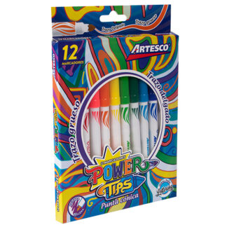 Añadir a Wishlist Marcadores Artesco Power Tips, Lavables, Punta Cónica, Caja de 12 Colores