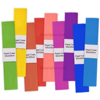 Papel Crepé de Colores, en Rollos de 50 x 200 cm