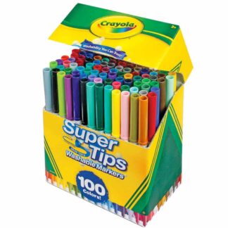 Marcadores Crayola Super Tips, Lavables, Punta Cónica, Caja de 100 Colores