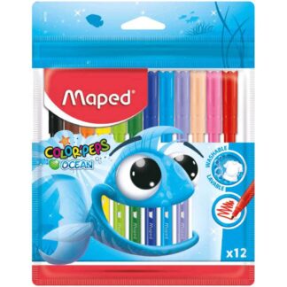 Set de 12 Marcadores Escolares Lavables Maped Color’Peps Ocean