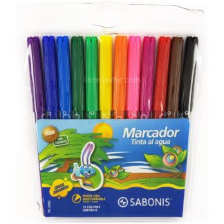 Set de 12 Marcadores Escolares Punta Fina SABONIS