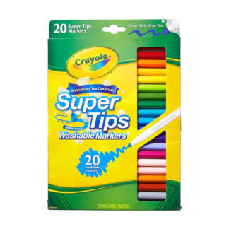 Marcadores Crayola Super Tips, Lavables, Punta Cónica, Caja de 20 Colores