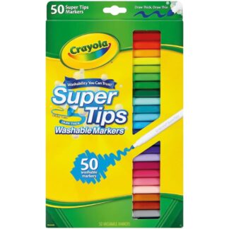 Marcadores Crayola Super Tips, Lavables, Punta Cónica, Caja de 50 Colores