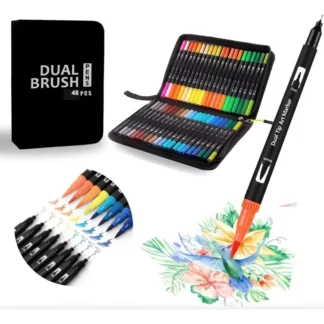 Marcadores Doble Punta (Pincel y Micropunta), Dual Brush Pens, Mezclables, Paquete de 48 Colores