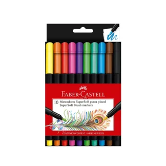 Marcadores Punta Pincel Faber-Castell SuperSoft, Caja de 10 Colores