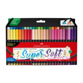 Marcadores Punta Pincel Faber-Castell SuperSoft, Caja de 50 Colores