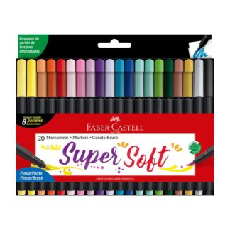 Marcadores Punta Pincel Faber-Castell SuperSoft, Caja de 20 Colores
