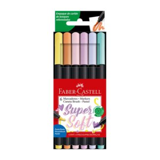 Marcadores Punta Pincel Faber-Castell SuperSoft, Caja de 6 Colores Pastel