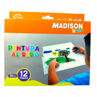 Caja de Pinturas al Dedo, para Dedos, Set de 12 Frascos MADISON