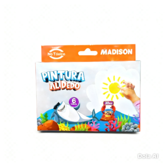 Caja de Pinturas al Dedo, para Dedos, Set de 6 Frascos de 30 ml MADISON
