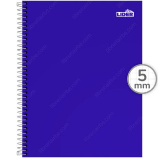 Cuaderno Tamaño Carta, Espiral de Metal, Tapa Dura, LIDER Pleno, con 100 Hojas Cuadriculadas 5 mm