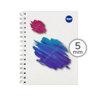 Cuaderno Tamaño Medio Oficio, Doble Espiral de Metal, Tapa Dura, TOP, Diseño, con 100 Hojas Cuadriculadas 5 mm