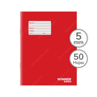 Cuaderno Tamaño Medio Oficio, Engrapado, Tapa Blanda, WINNER, con 50 Hojas Cuadriculadas 5 mm