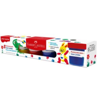Caja de Pinturas al Dedo Super Lavables, para Dedos, Set de 6 Frascos Faber-Castell Little Creatives