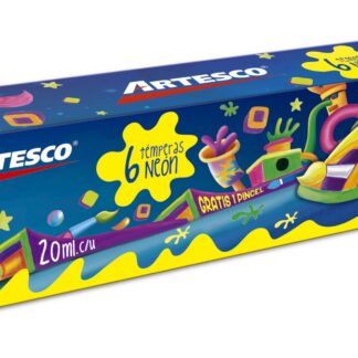 Témperas neon ARTESCO  en Botes de 20 ml, Caja de 6  Colores