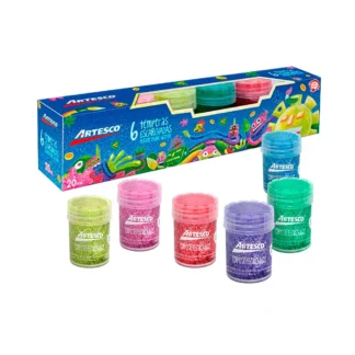 Témperas Escarchada ARTESCO en Botes de 20 ml, Caja de 6 Colores